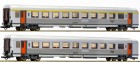 64036 Roco Set of 2 Express train Passenger cars in stainless livery